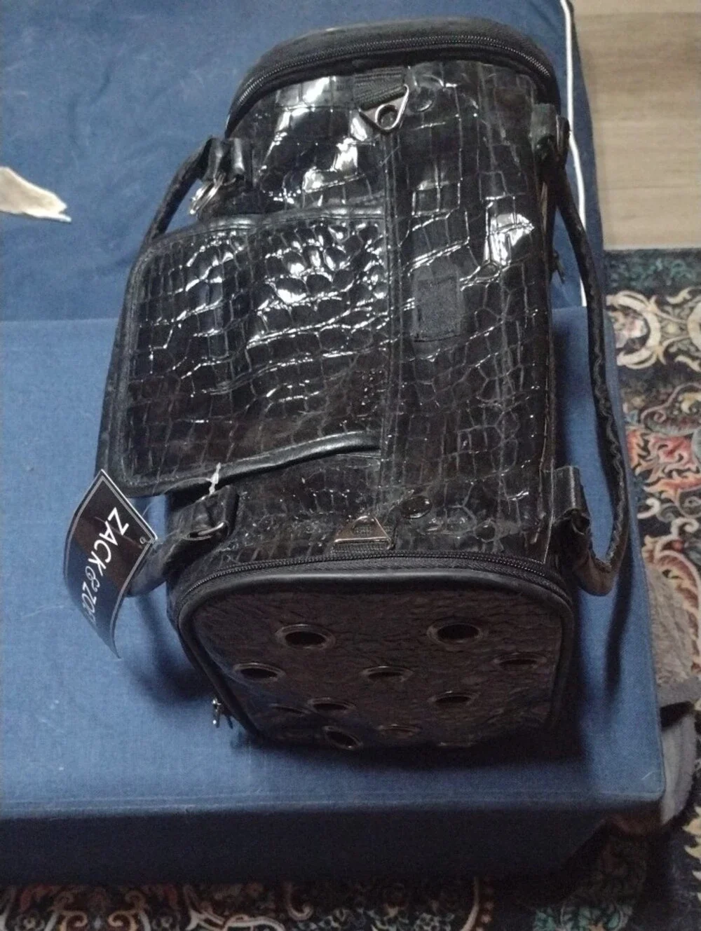 Zack & Zoey Black Faux Croc Pet Carrier